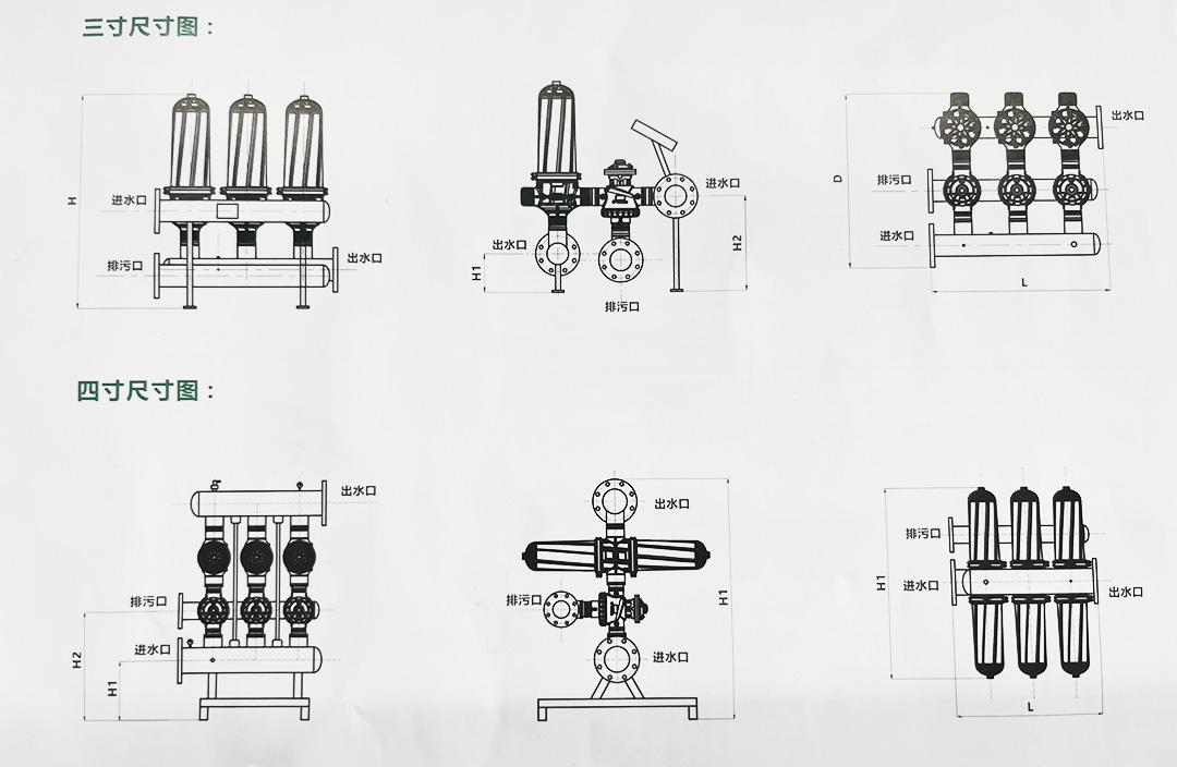 疊片式過濾器尺寸圖 疊片式過濾器尺寸圖